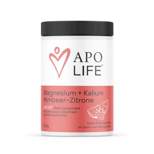 ApoLife Mineralstoffgetränk Magnesium + Kalium Himbeer-Zitrone, 610g