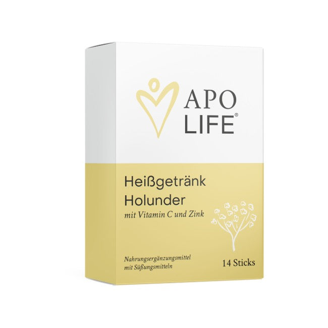 Apolife Heißgetränke mit Vitamin C und Zink, 14 Sticks (70g) Holunder