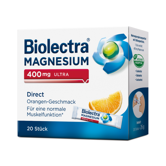 Biolectra® MAGNESIUM 400mg Ultra Direct Orange Sticks, 20 Stück
