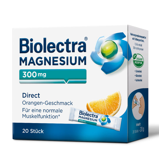 Biolectra® Magnesium 300mg Direct Orange Sticks, 20 Stück