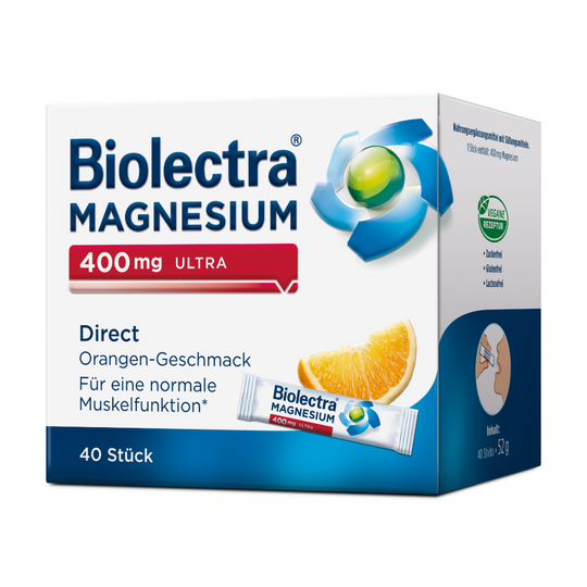 Biolectra® Magnesium 400mg Ultra Direct Orange Sticks, 40 Stück
