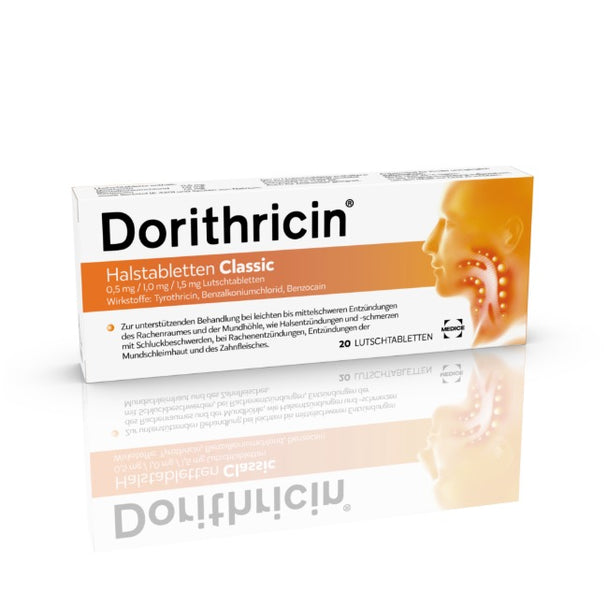 Dorithricin 0,5 mg / 1,0 mg / 1,5 mg Lutschtabletten, 20 Stück Classic