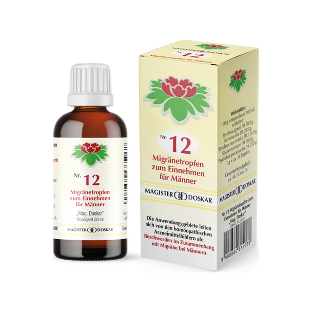 Doskar Tropfen Nr. 12 - Migränetropfen für Männer, 50ml