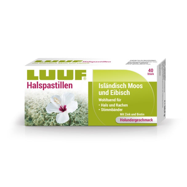 Luuf Halspastillen Isländisch Moos und Eibisch - Holunder, 40 Stück