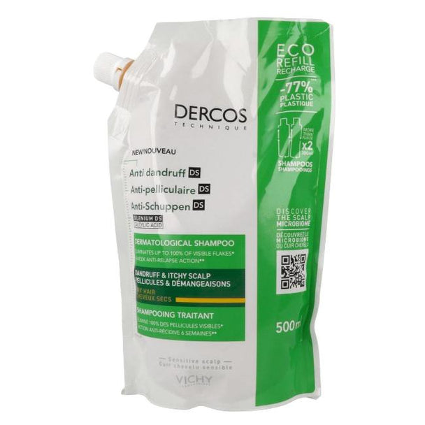 VICHY Dercos Anti-Schuppen trockene Kopfhaut Nachfüllpack, 500ml