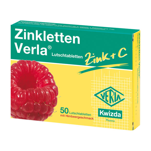 Zinkletten Verla 5 mg Himbeere, 50 Stück