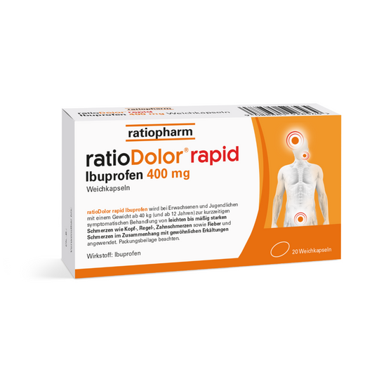 ratioDolor® rapid Ibuprofen 400 mg Weichkapseln, 20 Stück